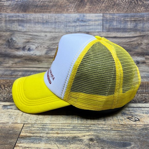 Shell Gasoline Mens Trucker Hat Yellow Snapback Floyd's Service Station Ball Cap - Picture 4 of 8